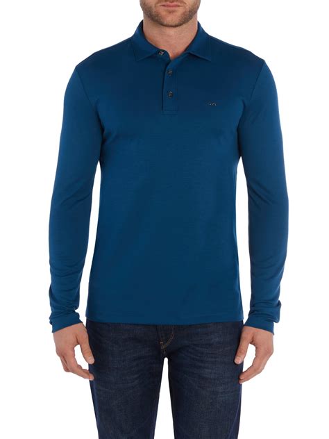 michael kors slim fit long sleeve polo shirt|Michael Kors men's stretch shirt.